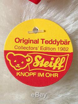 STEIFF ORIGINAL TEDDY BEAR 14 0203/36 IDs JOINTED WHITE VINTAGE 1982 MOHAIR