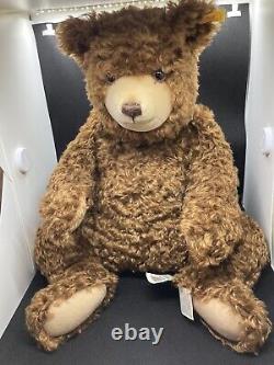 STEIFF sitting Teddy Bear 16.25 brown curly mohair 665899 made in Germany