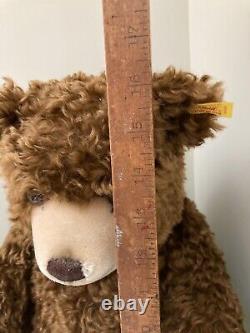 STEIFF sitting Teddy Bear 16.25 brown curly mohair 665899 made in Germany