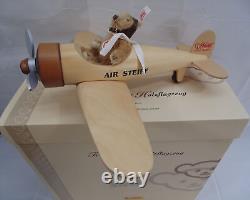 Steiff 038259 Air Steiff Mohair Aviation Teddy Bear & Wood Airplane withBox