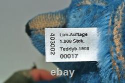 Steiff Blue Teddy Bear 1908 Replica 403002 Genuine Mohair