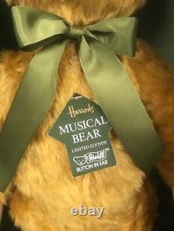 Steiff Harrod's Musical Mohair 16.5 Teddy Bear 1991 Limited Edition 1071/ 2000