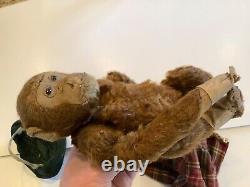 Steiff Jocko 10 Antique Straw- Stuffed MONKEY Teddy Bear Mohair