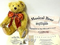 Steiff Limited Edition Musical Jointed Golden Mohair Teddy Bear With Bag 662607
