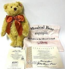 Steiff Limited Edition Musical Jointed Golden Mohair Teddy Bear With Bag 662607