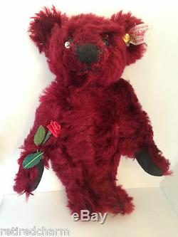 Steiff MINI DEW DROP ROSE Teddy Bear 666384 MOHAIR 6 16cm EUC Precious