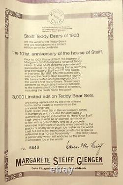Steiff Mama & Baby Teddy Bears #6649/8000 W Original Box & Authentication
