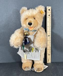Steiff Mohair 12 Teddy Bear Jointed Carpenter Tool Belt Original Tags