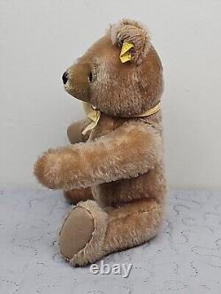 Steiff Original Jointed Teddy Bear with Hard tag, ribbon, firm body, 9 51% Wool