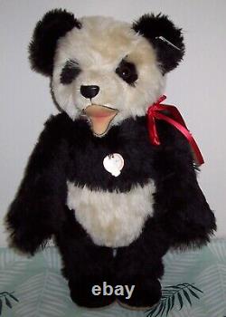 Steiff Panda Teddy Bear Mohair 1951 Replica EAN 408335 Germany 17.5 inches tall