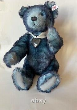 Steiff Teddy Bear Forget Me Not Ean 666001 Blue Tipped Mohair -silver Locket