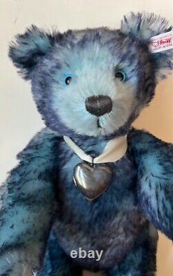 Steiff Teddy Bear Forget Me Not Ean 666001 Blue Tipped Mohair -silver Locket