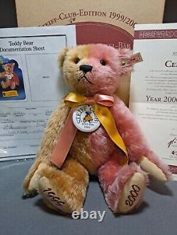 Steiff Teddy Bear Year 2000 Golden Brown Dusky Pink 32 Steiff Club Exclusive Mib