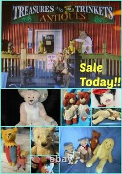 Steiff Teddy Bear Yellow Blonde Mohair Metal Blank Ear Button 12 Adorable Toy