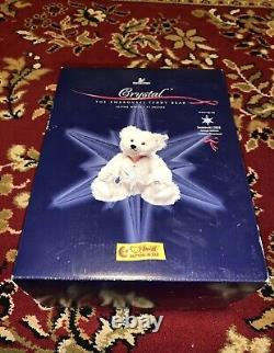 Steiff White Mohair Teddy Bear Crystal 668401 with Swarovski 2005 Ornament