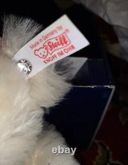 Steiff White Mohair Teddy Bear Crystal 668401 with Swarovski 2005 Ornament