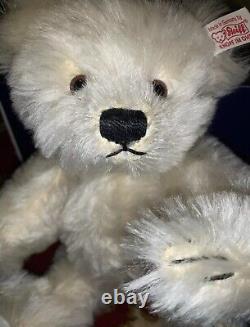 Steiff White Mohair Teddy Bear Crystal 668401 with Swarovski 2005 Ornament