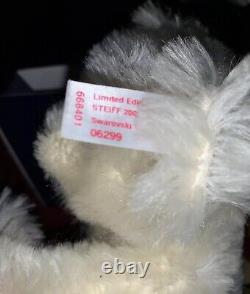 Steiff White Mohair Teddy Bear Crystal 668401 with Swarovski 2005 Ornament