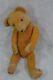 Straw stuffed bear teddy mohair gold glass eyes early 19th c original antique