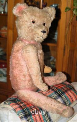 Stunning 29 German PETZ Anton Kiesewetter pink mohair teddy bear 1930's