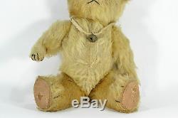 Superb ANTIQUE 1920s GOLD Mohair No Button STEIFF Toy Jointed TEDDY BEAR withBELL