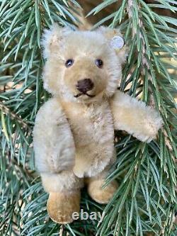 Sweet VINTAGE Miniature Steiff Teddy Baby Bear With ID Beige Mohair 3.5 MUST SEE