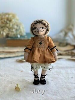 Teddy Handmade Interior Toy Collectable Gift Animal Doll OOAK Hedgehog Romantic