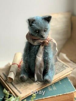 Teddy Handmade Interior Toy Collectable Gift Animal Doll OOAK Wolf Silver Fox