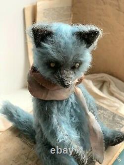 Teddy Handmade Interior Toy Collectable Gift Animal Doll OOAK Wolf Silver Fox