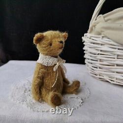 Teddy bear mohair Handmade Collectible vintage looking doll gift art presents