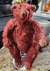 Ultra Rare Antique Ealry 1900's Red Mohair Fat Body Teddy Bear with Glass Eyes 1