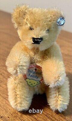 VINTAGE Mini Steiff Mohair Teddy Baby Bear Golden Mohair 3 Button & Chest Tag