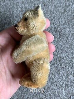 VINTAGE Miniature Steiff Mohair Teddy Baby Bear Honey Brown Mohair 3.5 Must C