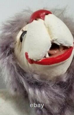 VTG Artist Teddy Bear Lulu Tatum Circus Clown Leather Face Purple Mohair Fangs