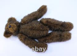 VTG Mohair Teddy Bear Jointed Swivel Head Dark Brown Plush Toy 22