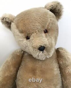Very Large Antique Vintage Chiltern Mohair Jointed Teddy Bear With Label 36 VGC