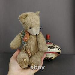 Very old beige teddy bear (9.84in.) artist teddy bear OOAK