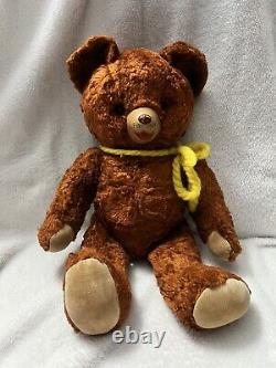 Vintage 17 1940's mohair teddy bear jointed, rubber nose, swivel head no tag