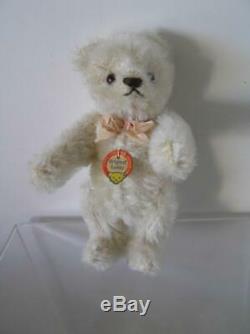 Vintage 1950's Steiff Original White Mohair Teddy Bear jointed Chest Tag 6 tall