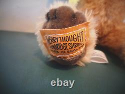 Vintage 1960's Merrythought Cheeky Mohair Teddy Bear England Ear Bells & Ribbon