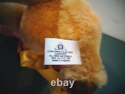 Vintage 1960's Merrythought Cheeky Mohair Teddy Bear England Ear Bells & Ribbon