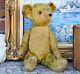 Vintage 20 mohair teddy bear jointed, stitched nose, golden, 1940s older