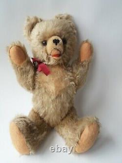 Vintage 50s Austrian FECHTER Teddy Bear, 14 Mohair, Jointed, Open Mouth, Glass Eyes