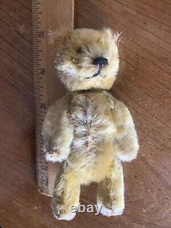 Vintage 5 Mohair Schuco Yes No Honey Brown Teddy Bear Tricky Jointed Bit Worn