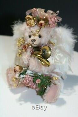 Vintage Angel Original Joan Woessner Artist Teddy Bear Pink Mohair 1997