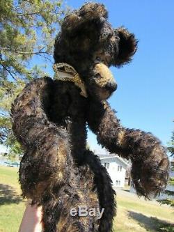 Vintage Black Teddy Bear 22 Artist Thymeless Treasures Rare Mohair Long Arms