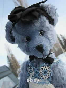 Vintage Blue Mohair Teddy Bear Girl Lace Dress Artist Advantage 16 Bentarms