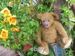 Vintage Butterscotch Mohair Teddy Bear Big Adorable Red Heart Tag Under Arm 20