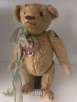 Vintage Caramel Mohair Teddy Bear Fully Jointed With Large Buttons Unbranded 16