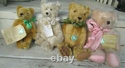 Vintage Curly Mohair Pink Teddy Bear Hermann Germany Tags Metal Button 13 Sweet